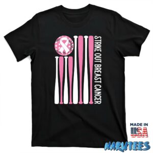 Strike Out Breast Cancer Baseball Pink American Flag Shirt T shirt black t shirt new